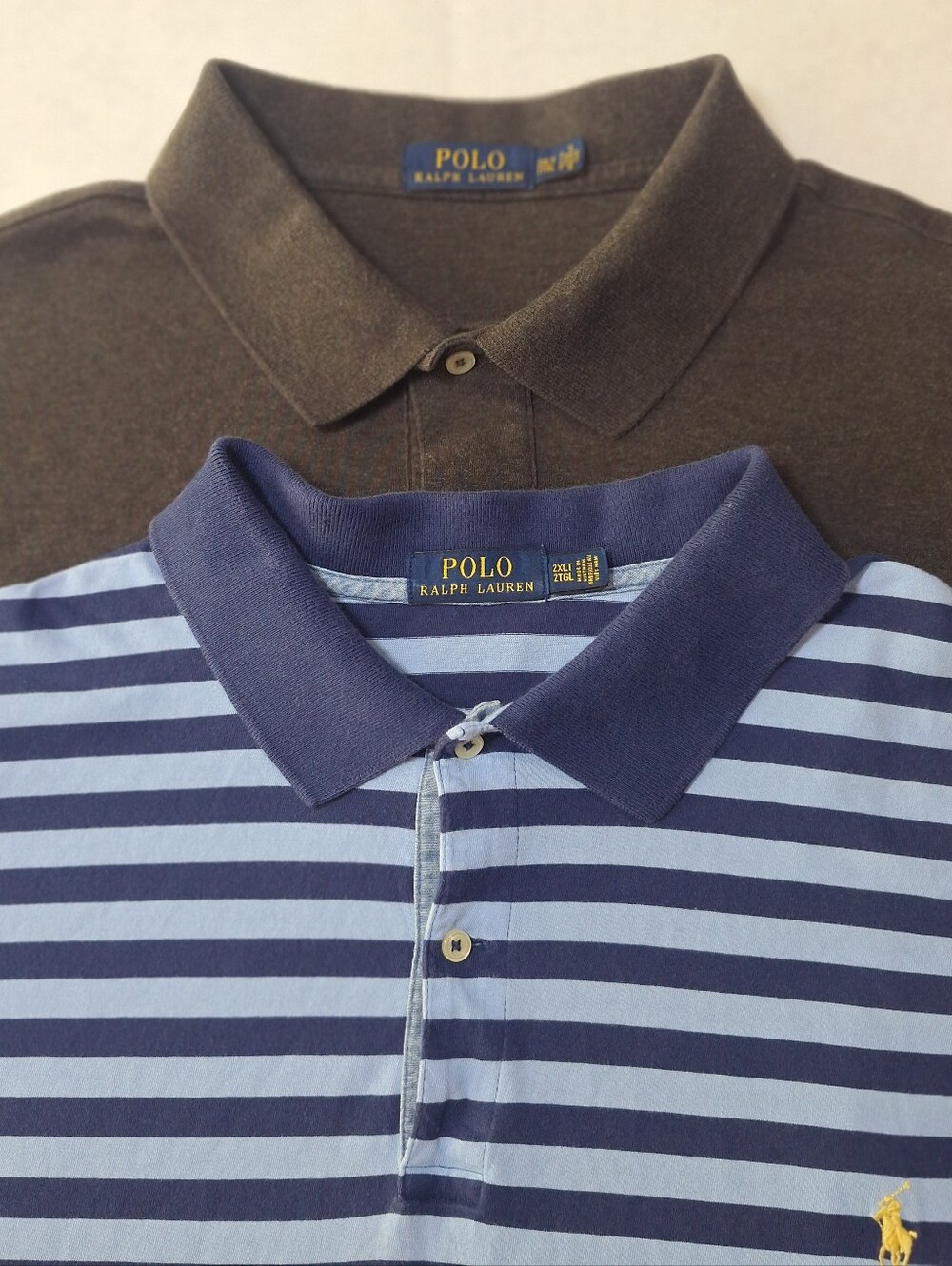 Polo Ralph Lauren 2XLT Shirts(Lot of 2) Men's Short Sleeve with Pony Gray/Blue